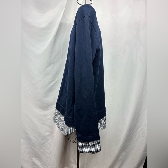 J Crew Mercantile boat neck sweatshirt with gingham layers size L - Picture 4 of 9